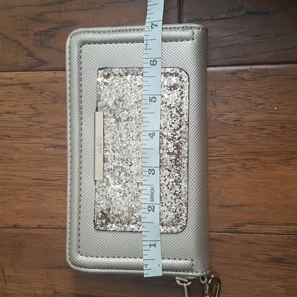 Aldo Gold Glitter Patch Wallet with Detachable Wristlet Strap - Picture 6 of 12